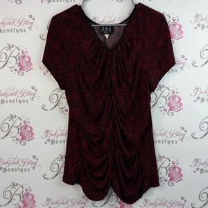 New woman design T-shirt draping style floral Women's Red and Black Blouse
